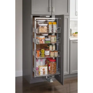 12 Wide x 74 High Chrome Wire Pantry Pullout with Swingout Feature (1)