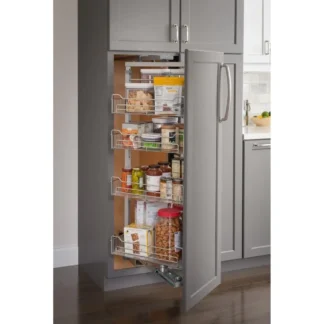 15 Wide x 74 High Chrome Wire Pantry Pullout with Swingout Feature (1)