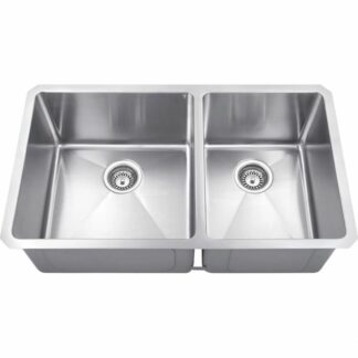 32 X 19 UNDERMOUNT STAINLESS STEEL (16 GAUGE) WITH TWO UNEQUAL BOWLS