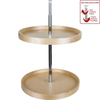 Round Banded Lazy Susan Set with Twist and Lock Adjustable Pole (1)