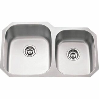Stainless Steel (18 Gauge) Kitchen Sink wTwo Unequal Bowls.