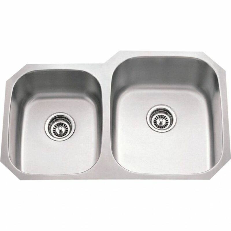 Stainless Steel (18 Gauge) Kitchen Sink wTwo Unequal Bowls.R