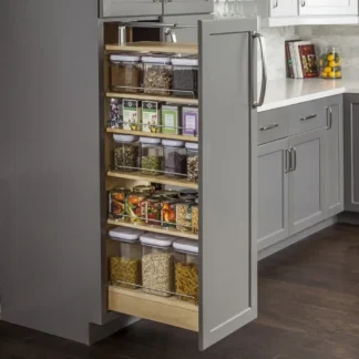 Wood Pantry Cabinet Pullout 5-12W x 22-14D, Available in Heights 47, 53, or 60