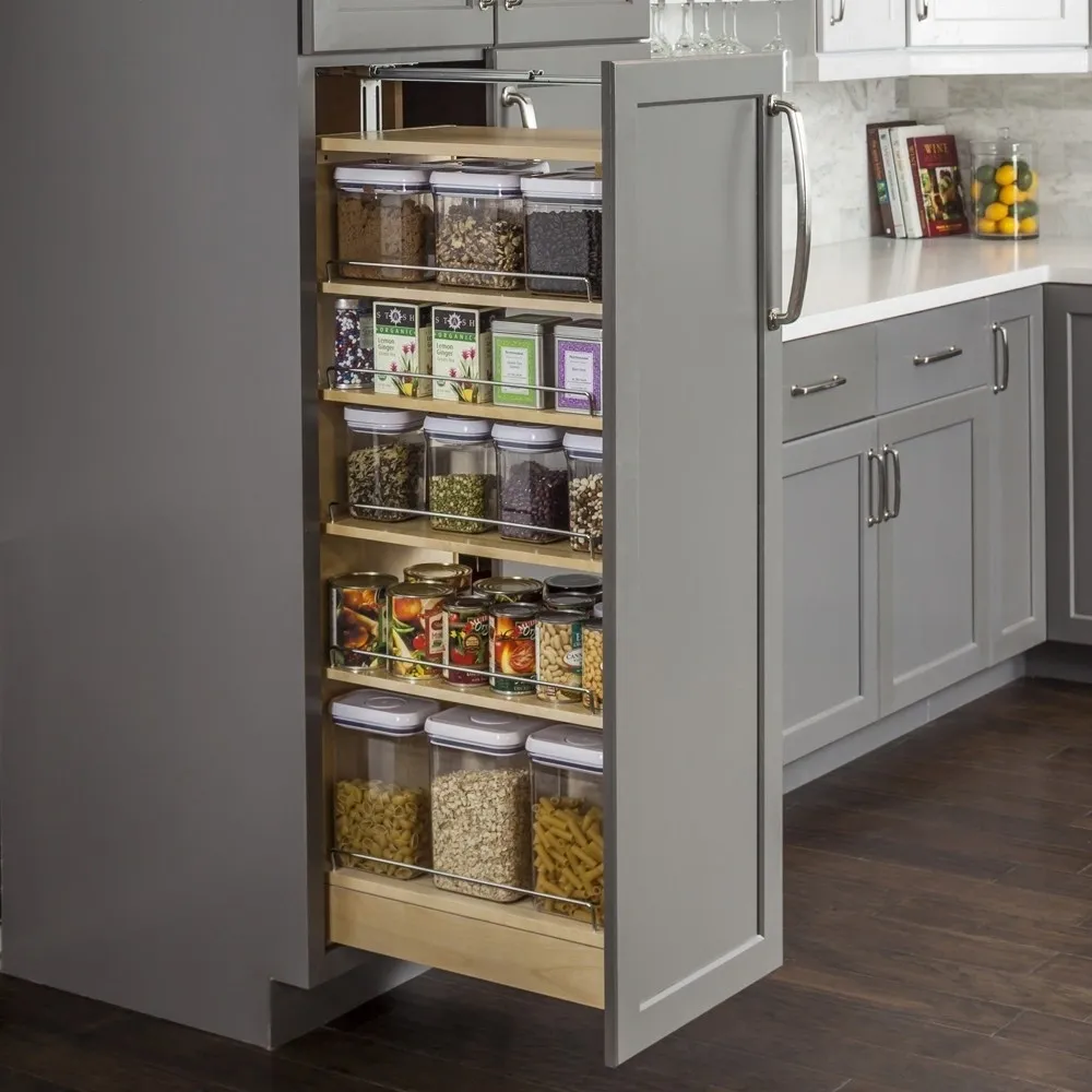 Wood Pantry Cabinet Pullout 8-12Wx 22-14D, Available in Heights 47, 53, or 60