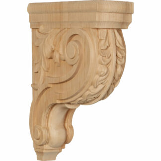 Hudson Acanthus Wood Corbel, 3 1/2"W x 9"D x 12"H