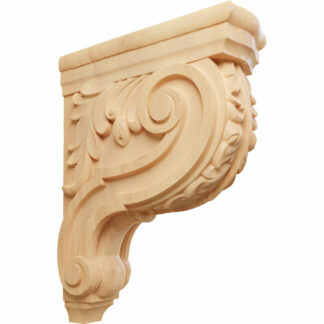 Hudson Acanthus Wood Corbel, 4"W x 10 1/2"D x 14"H